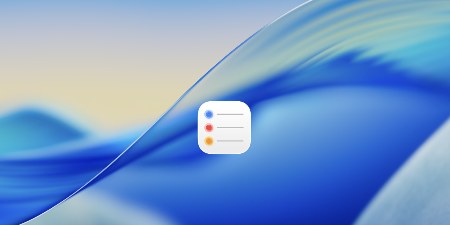 Reminders app icon on a blue macOS desktop background
