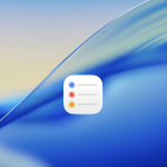 Reminders app icon on a blue macOS desktop background